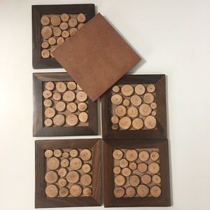 “NWOT” Wood Slice Square Coasters
